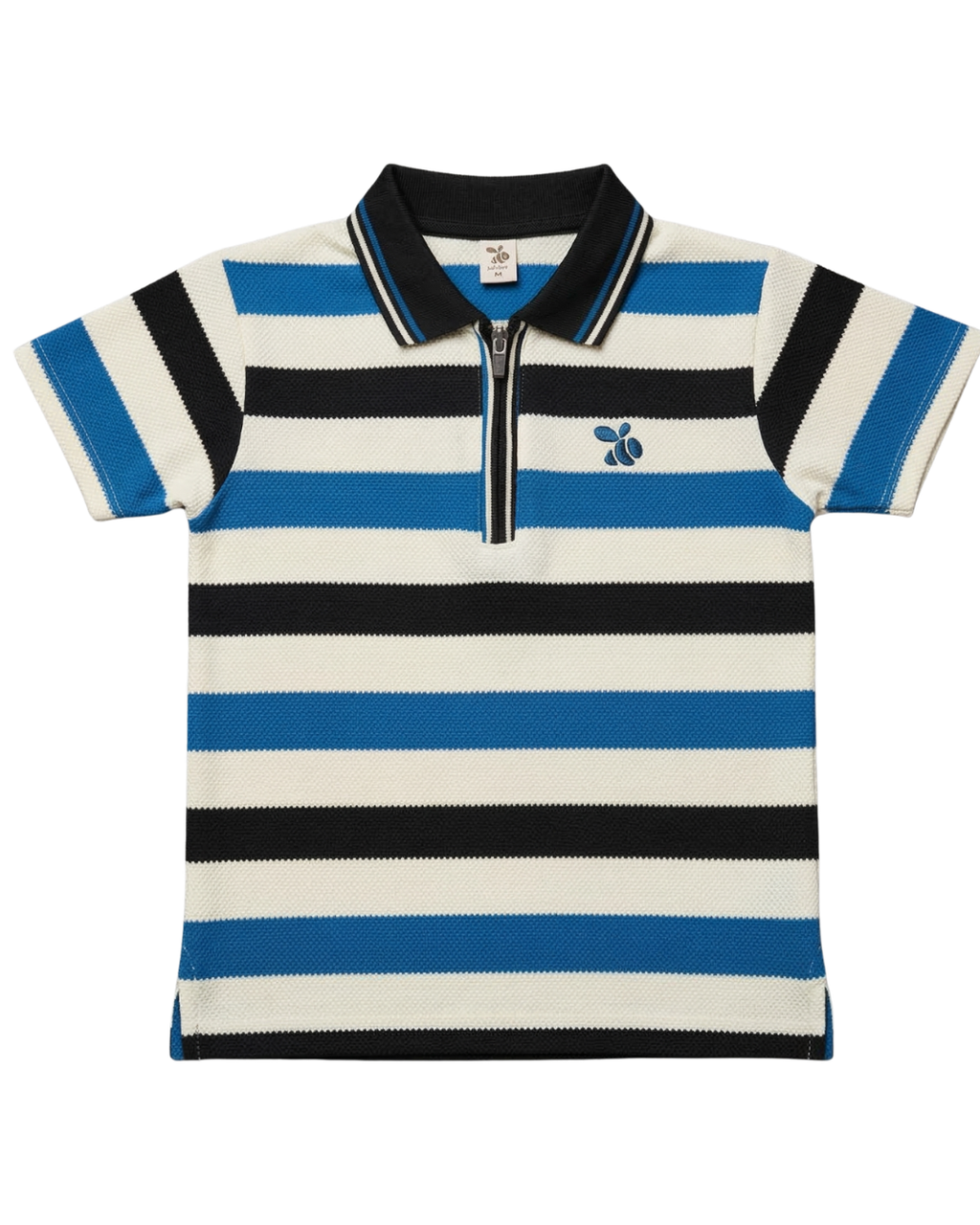 Boys Polo Half Zip Black/Teal Shirt