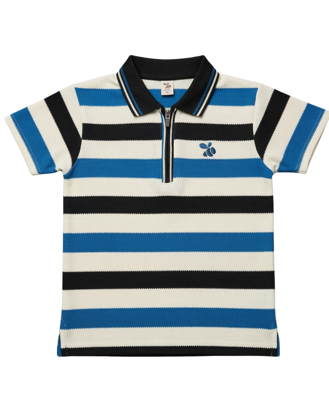 Boys Polo Half Zip Black/Teal Shirt