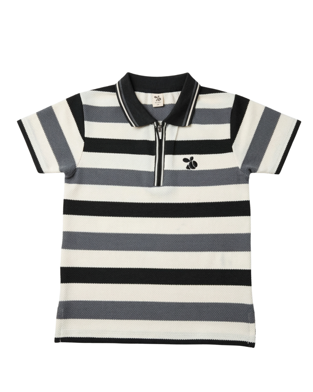 Boys Polo Half Zip Black/Grey Shirt