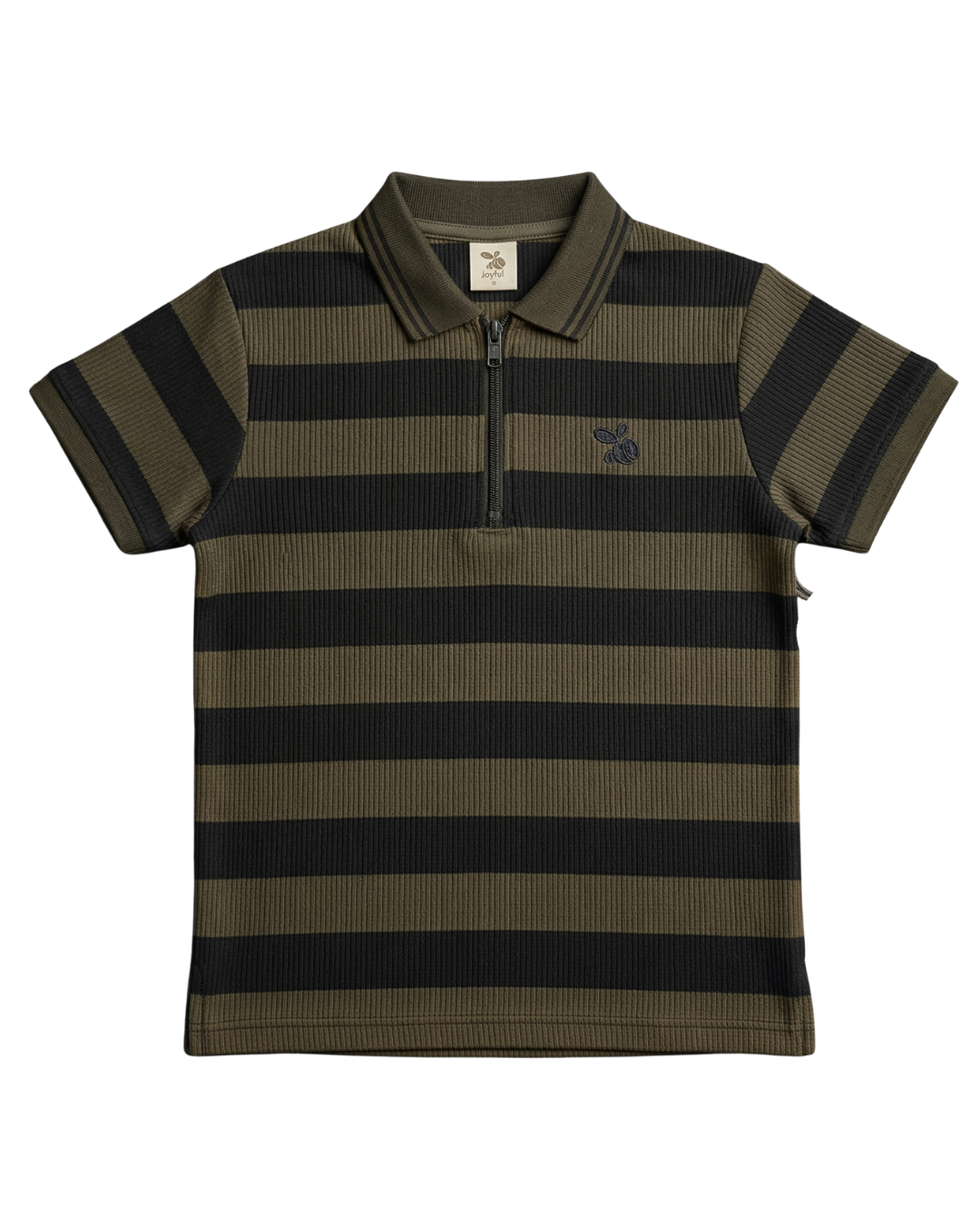 Boys Polo Half Zip Black/Olive Shirt