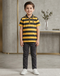 Boys Polo Half Zip Mustard/Black Shirt