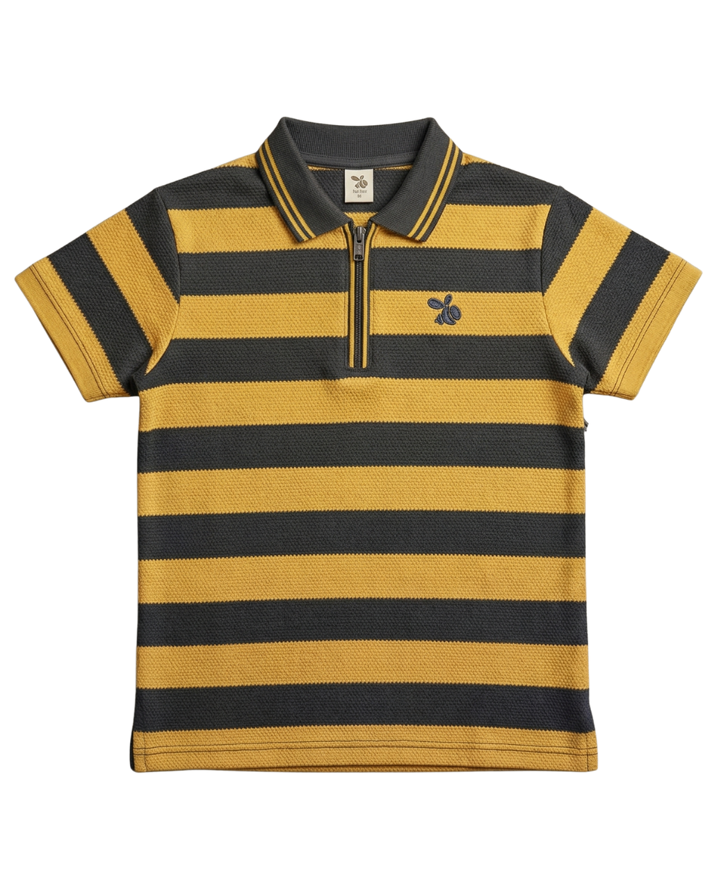 Boys Polo Half Zip Mustard/Black Shirt