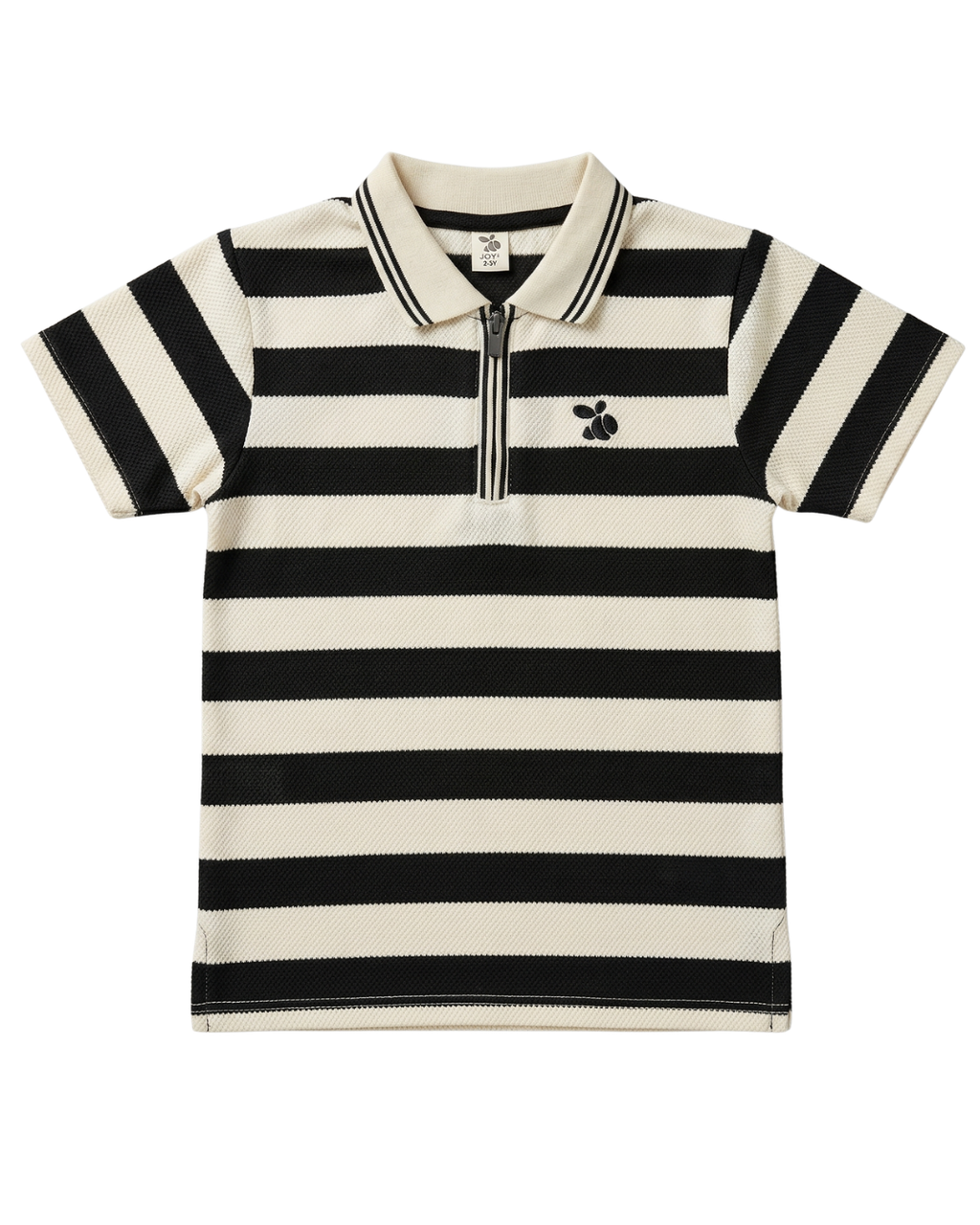Boys Polo Half Zip Black/Off-white Shirt
