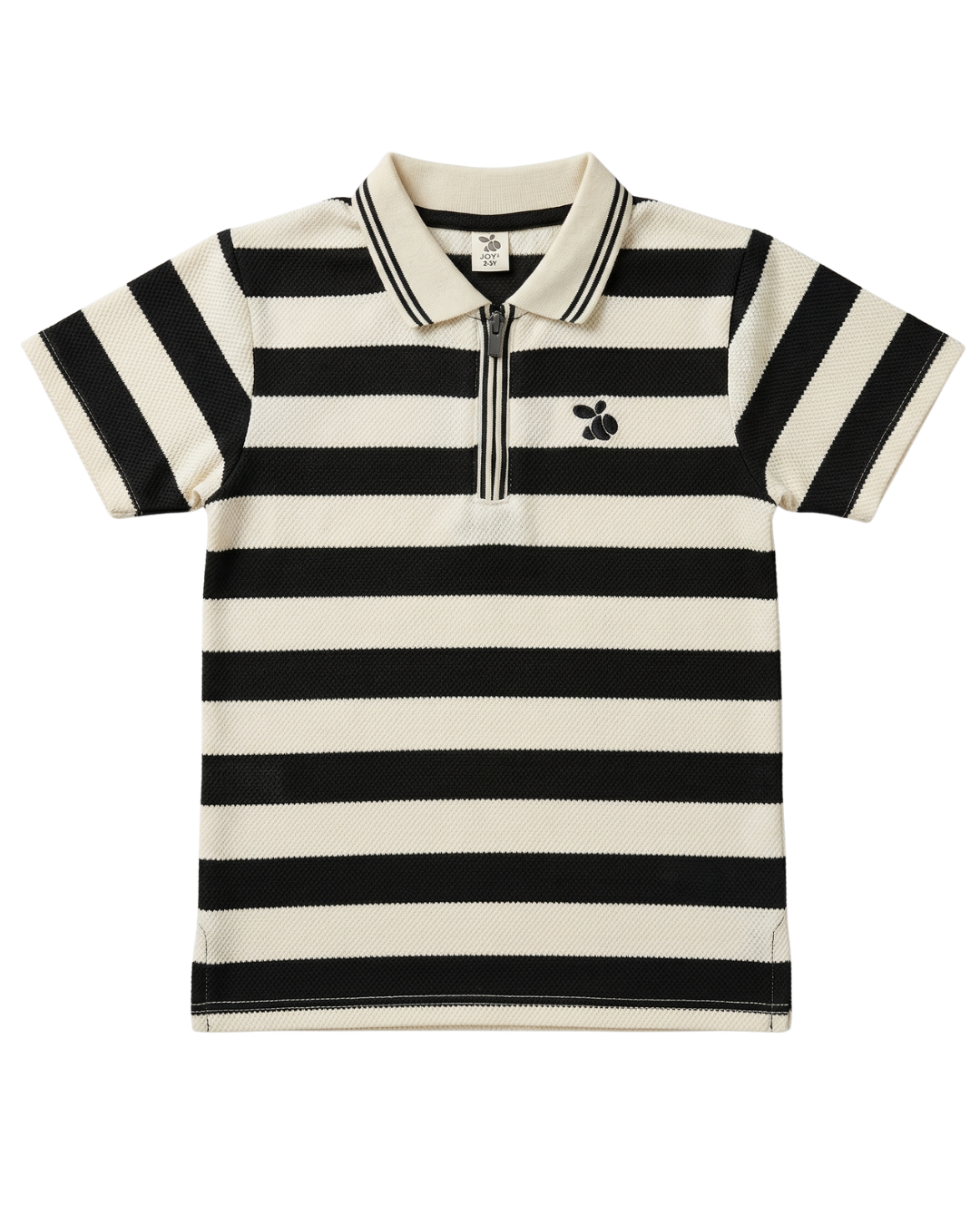 Boys Polo Half Zip Black/Off-white Shirt