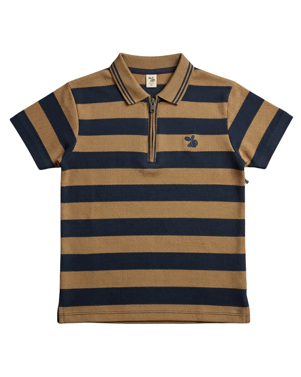 Boys Polo Half Zip Navy/Brown Shirt