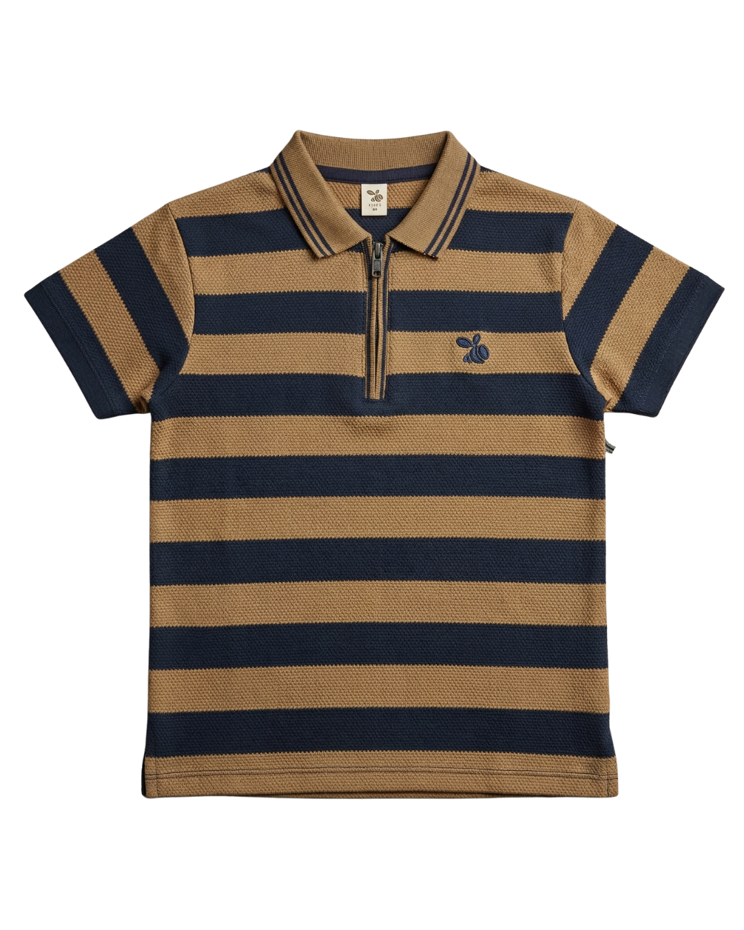 Boys Polo Half Zip Navy/Brown Shirt
