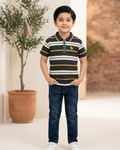 Boys Polo Half Zip Black/White Shirt