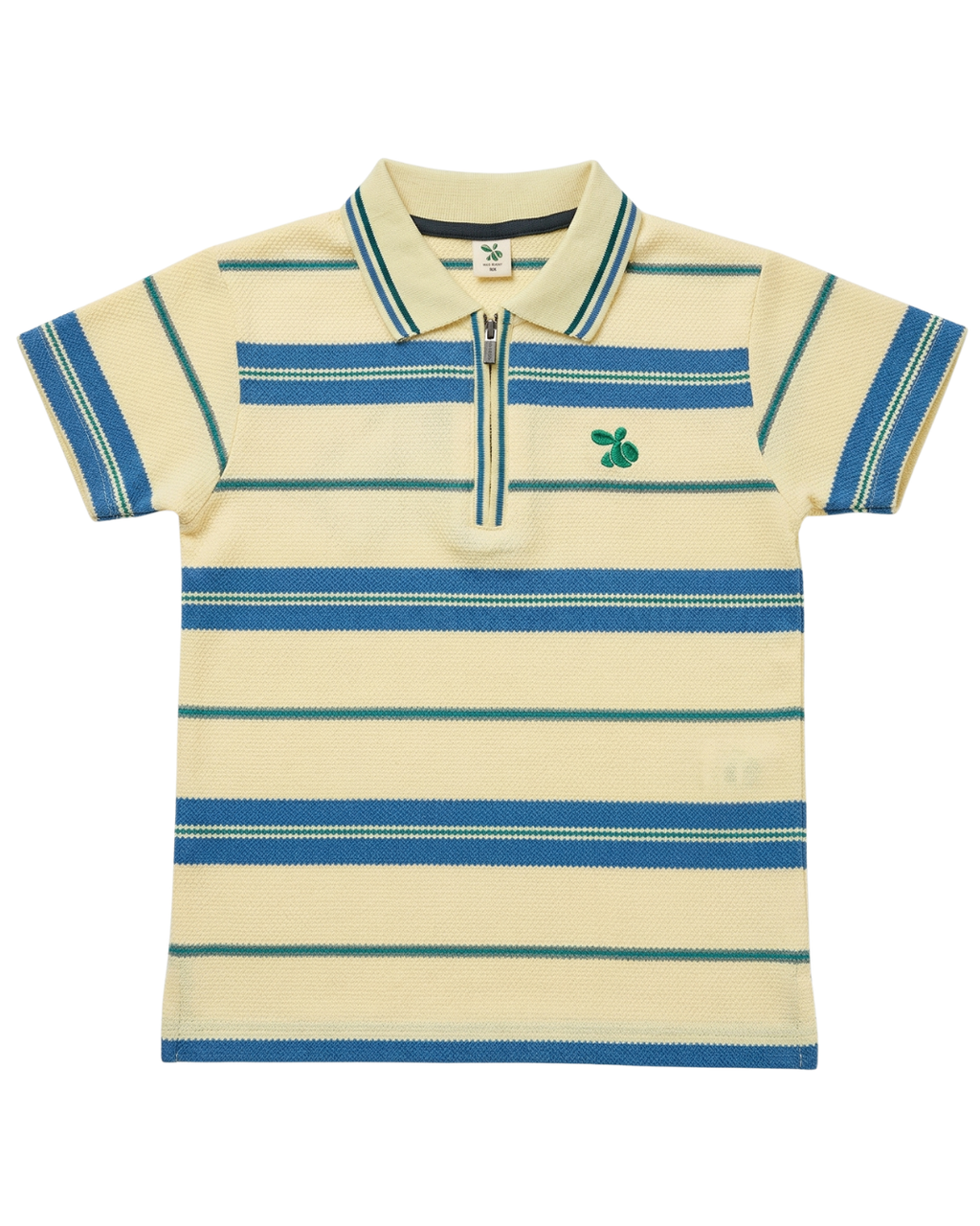 Boys Polo Half Zip Off White/Blue Shirt