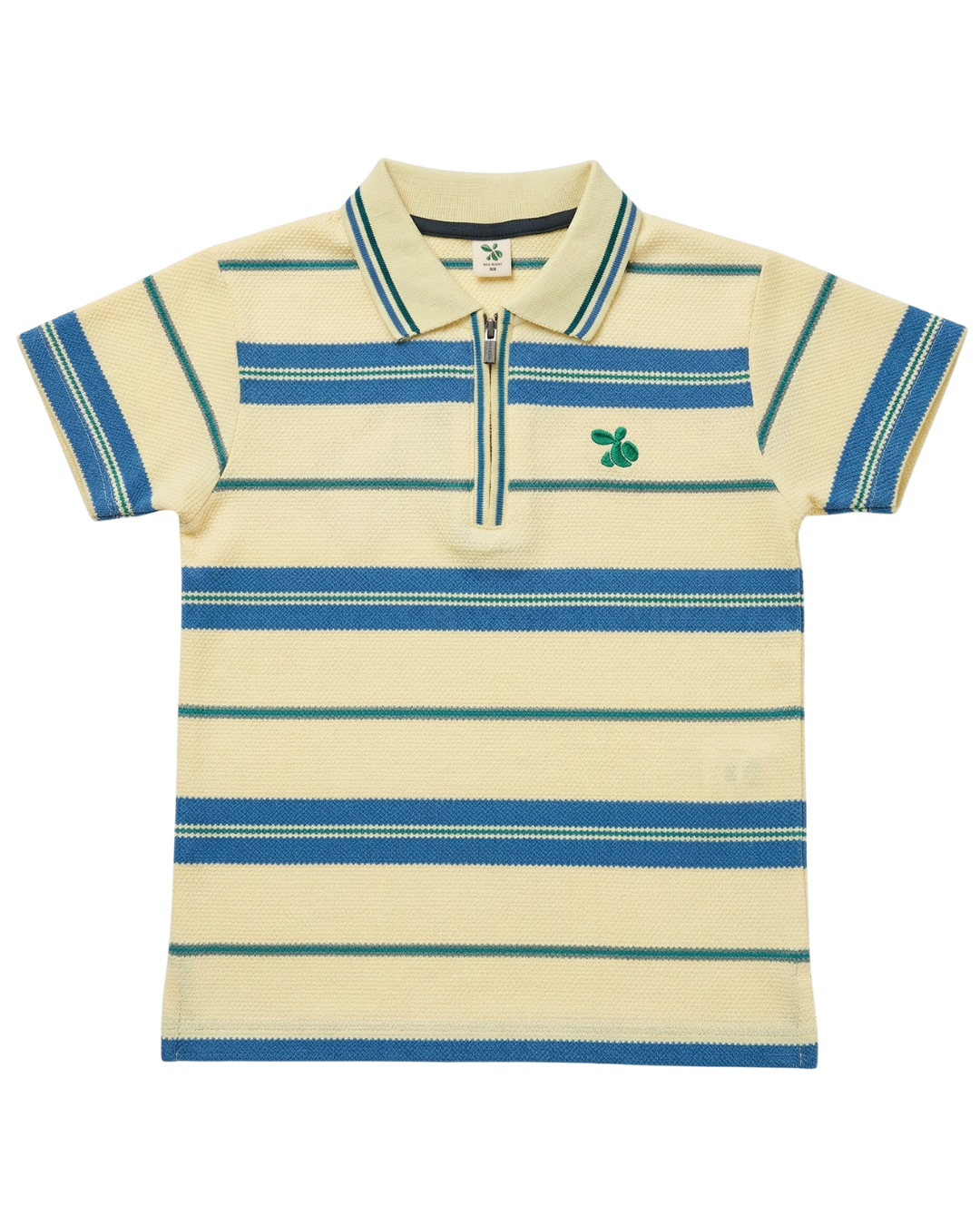 Boys Polo Half Zip Off White/Blue Shirt