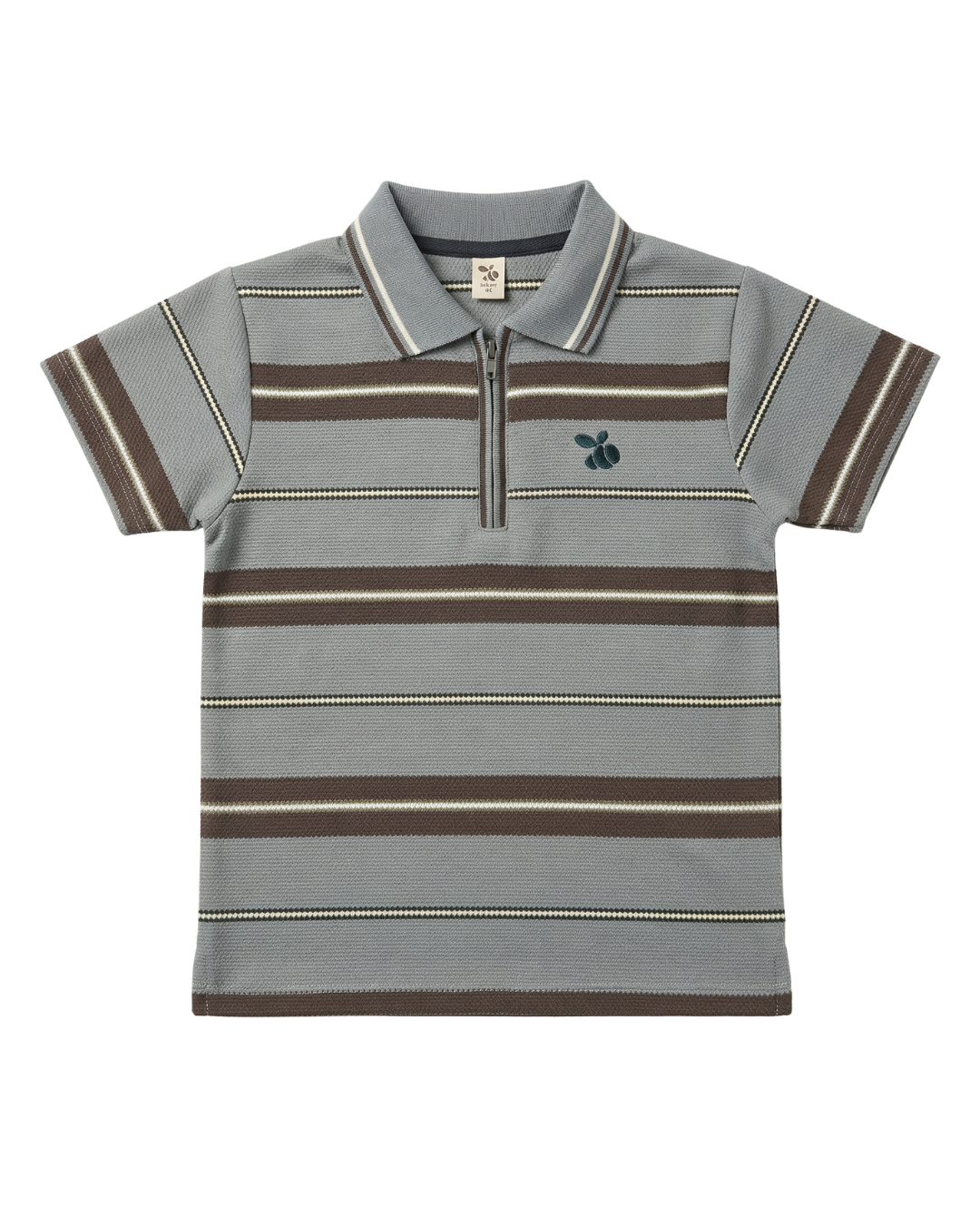Boys Polo Half Zip Grey/Brown Shirt