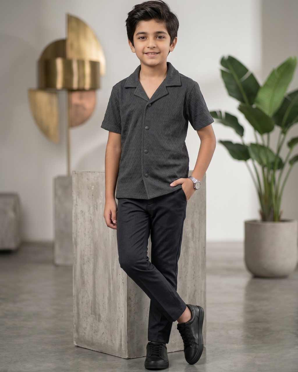 Pack of 3 Boys Jacquard Shirts