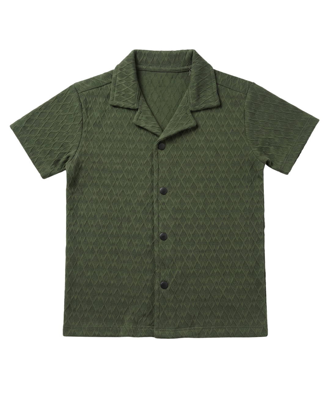 Boys Dark Green Jacquard Shirt
