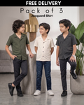 Pack of 3 Boys Jacquard Shirts