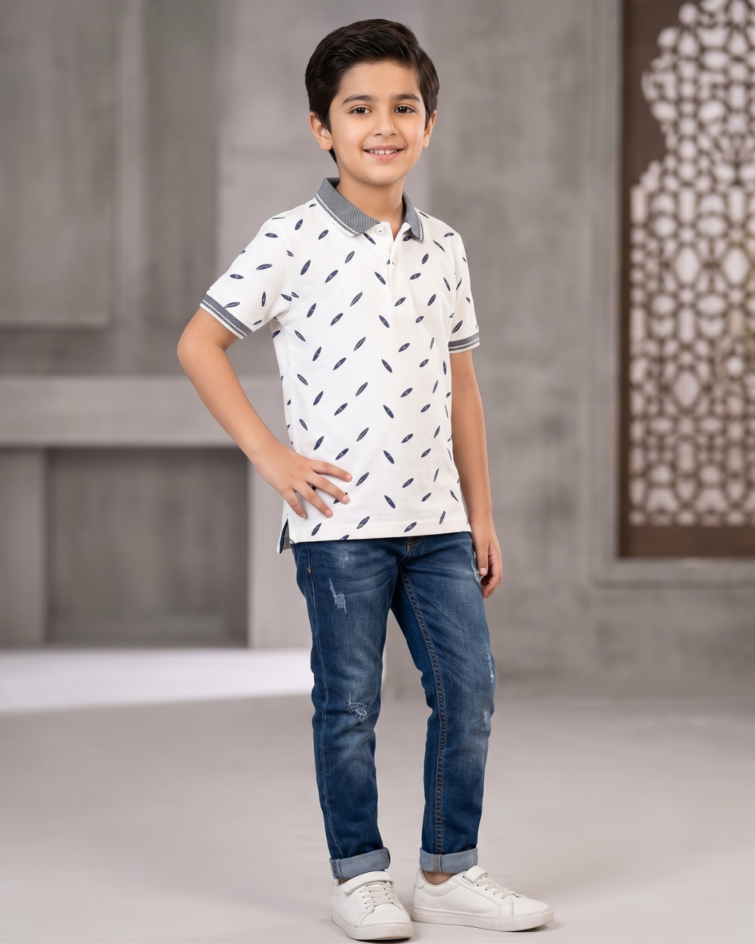 Boys Printed Polo Shirt