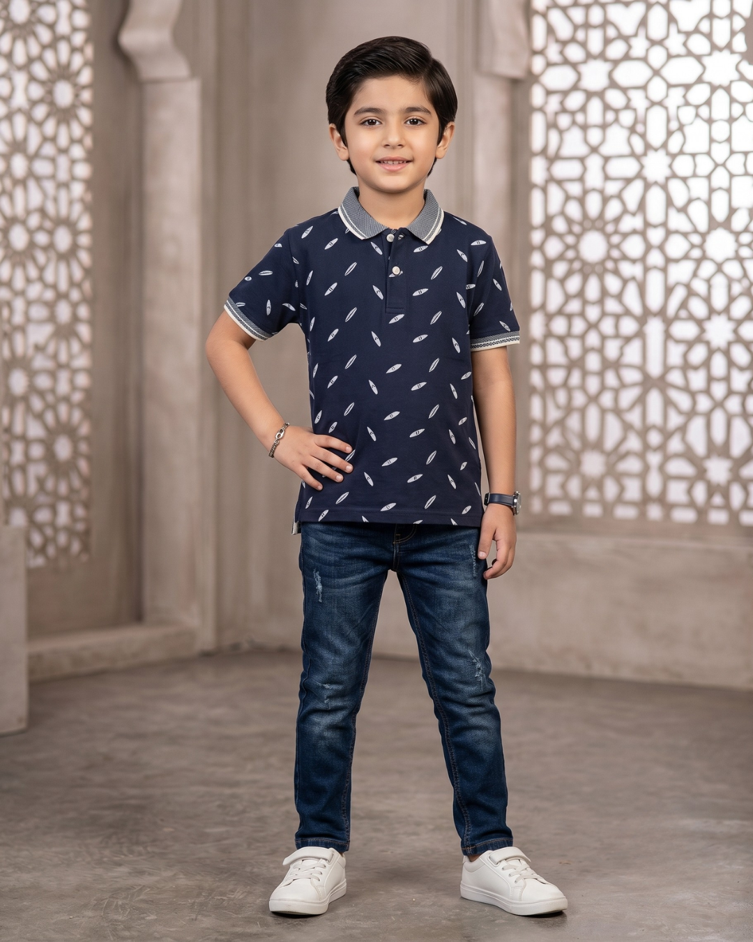 Boys Printed Polo Shirt