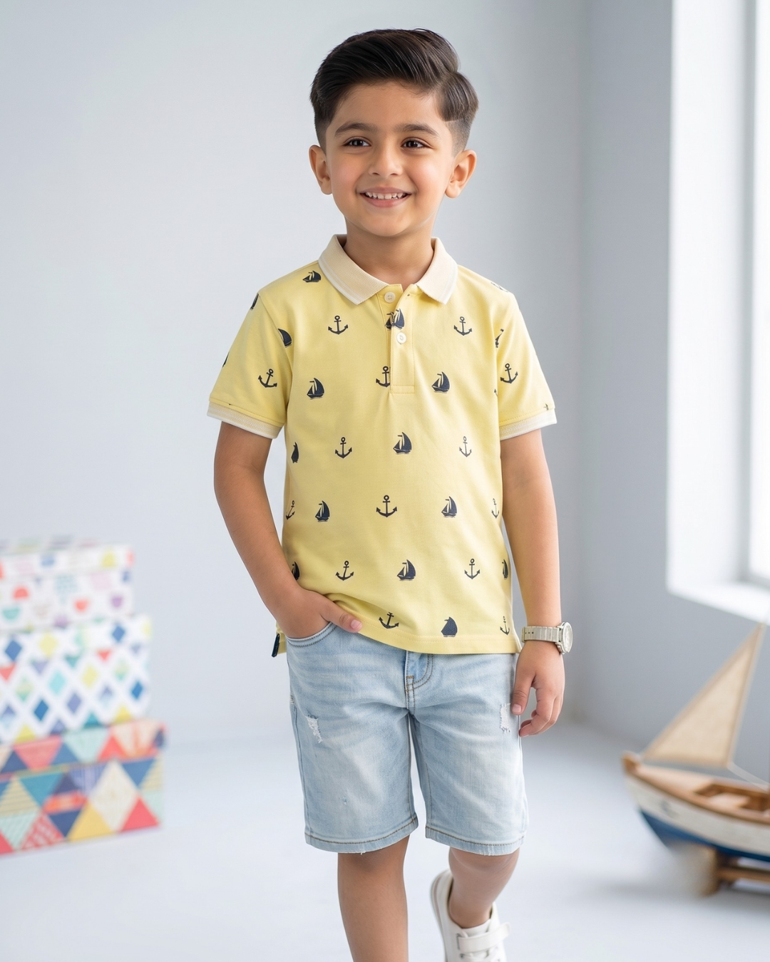 Boys Ocean Printed Polo Shirt