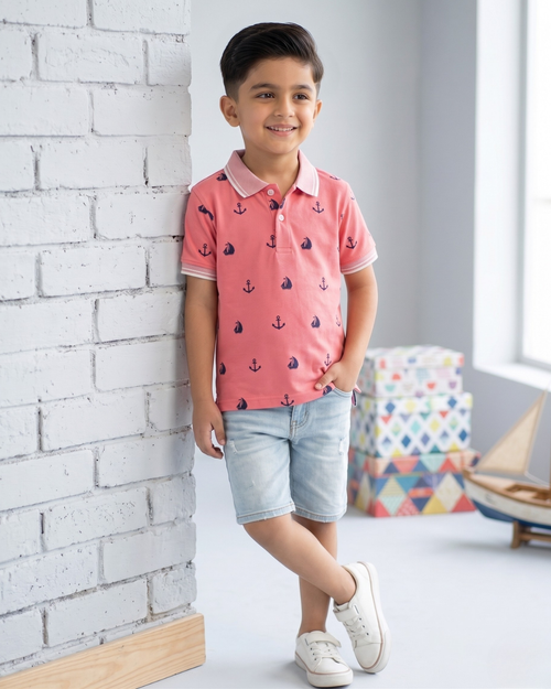 Boys Ocean Printed Polo Shirt