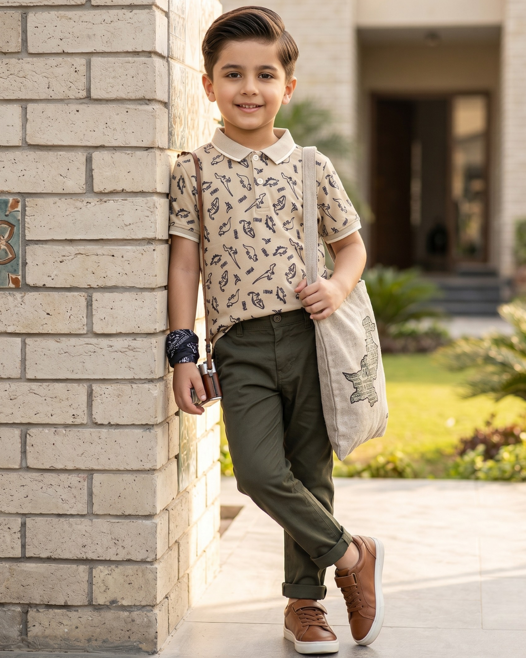 Boys Animals Printed Polo Shirt