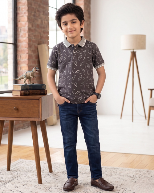 Boys Animals Printed Polo Shirt
