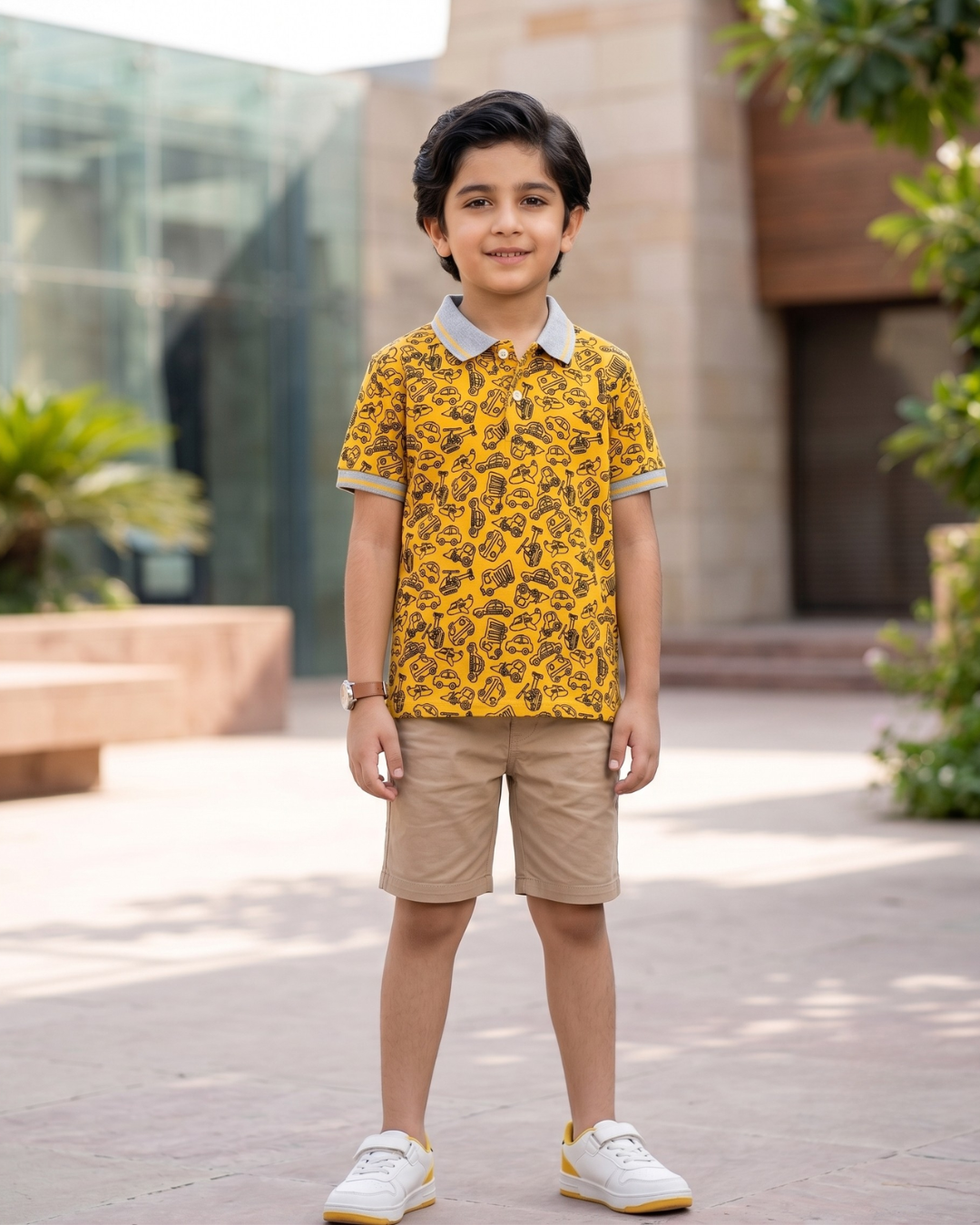 Boys Cars Printed Polo Shirt