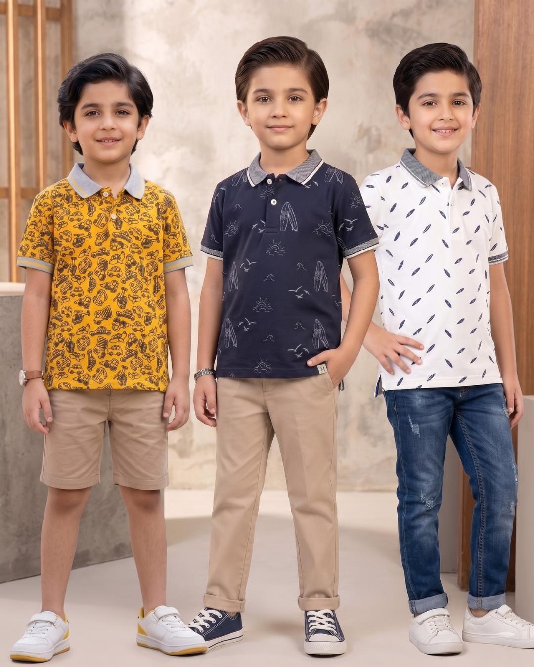 Pack of 3 Boys Printed Polo Shirt
