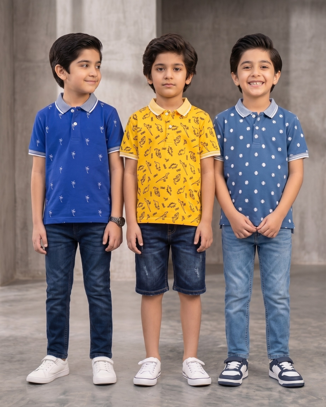 Pack of 3 Boys Printed Polo Shirt