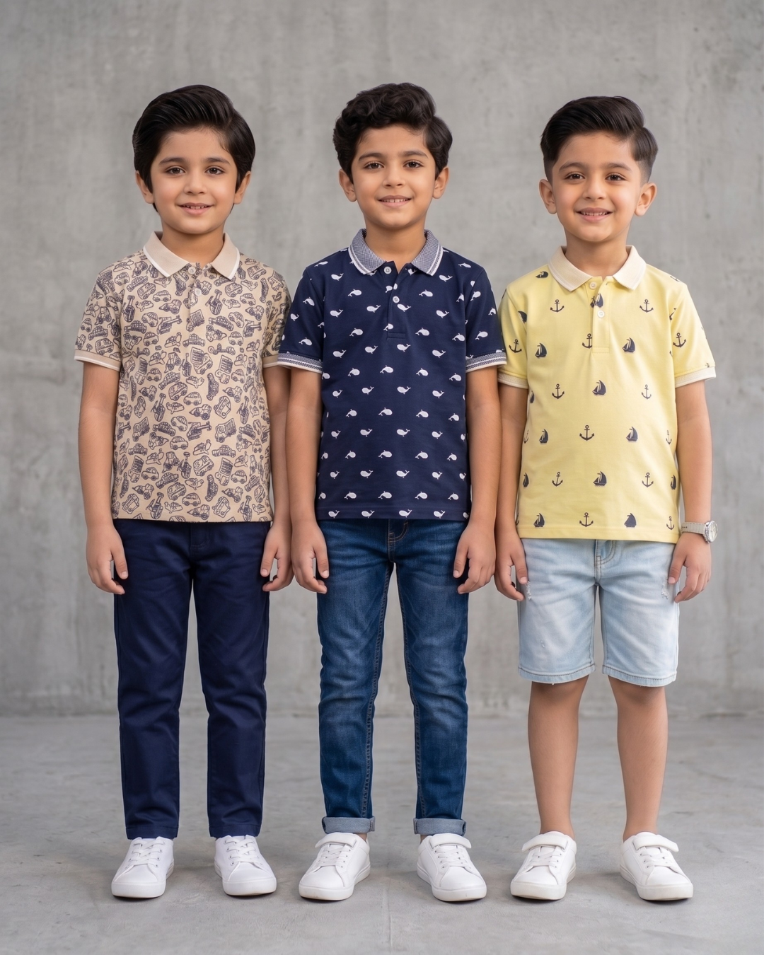 Pack of 3 Boys Printed Polo Shirt