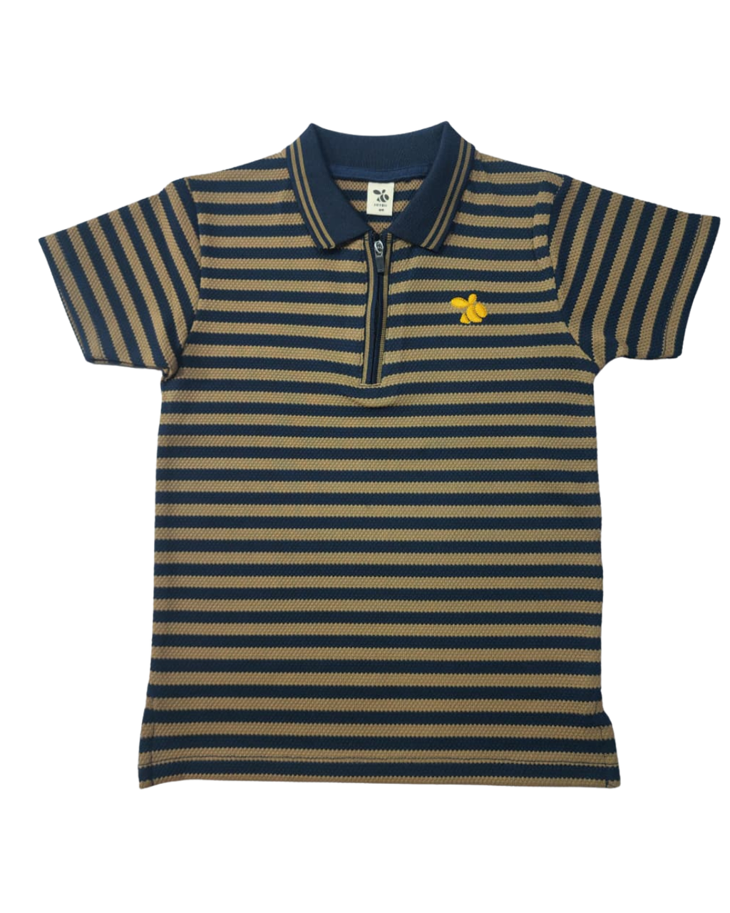 Boys Polo Half Zip Brown & Navy Shirt