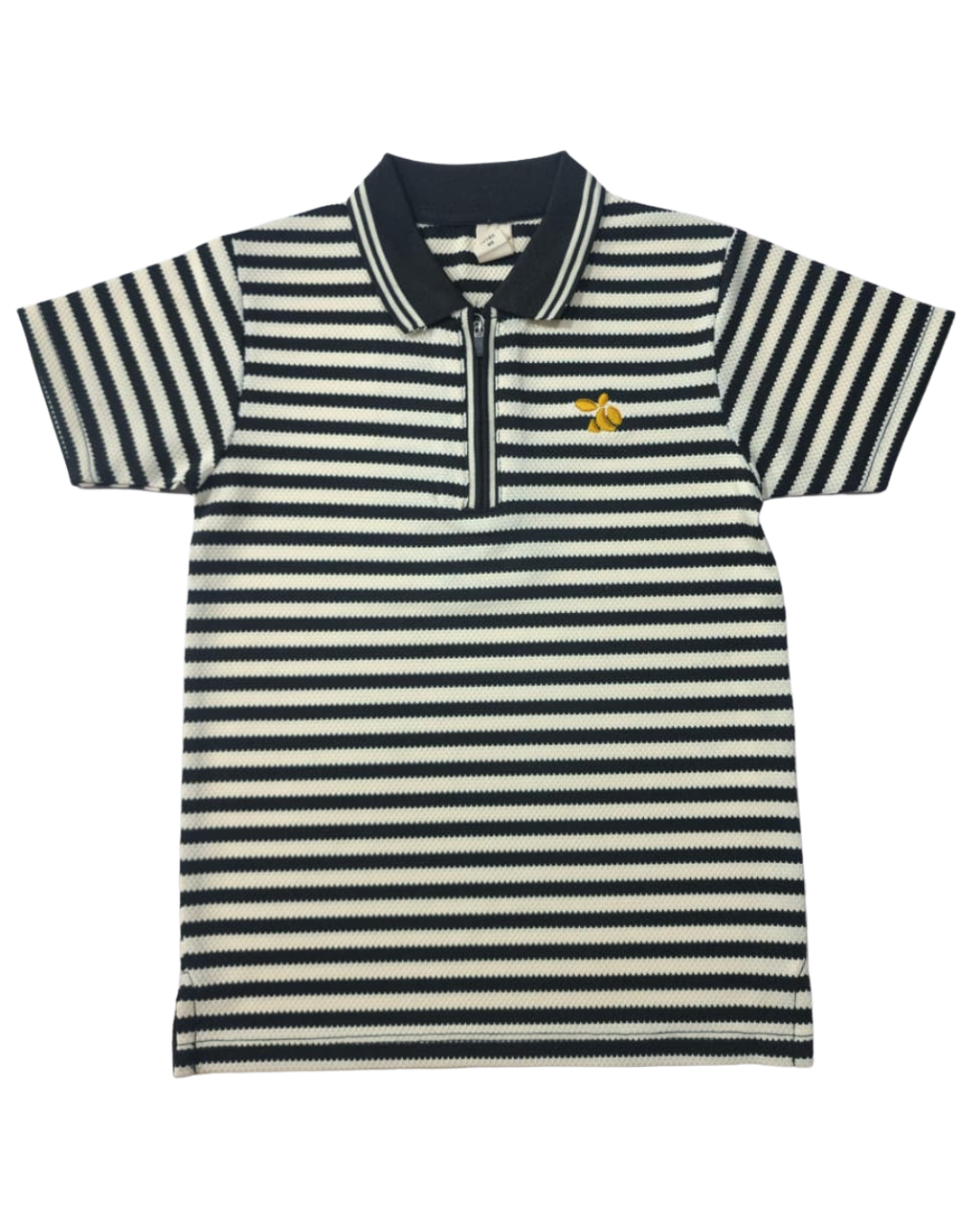 Boys Polo Half Zip Black & White Shirt